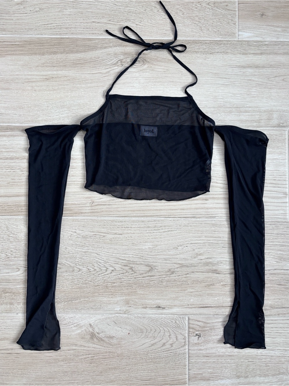 Boyed. Mesh Cropped Black Halter Crop Top Off The Shoulder Medium